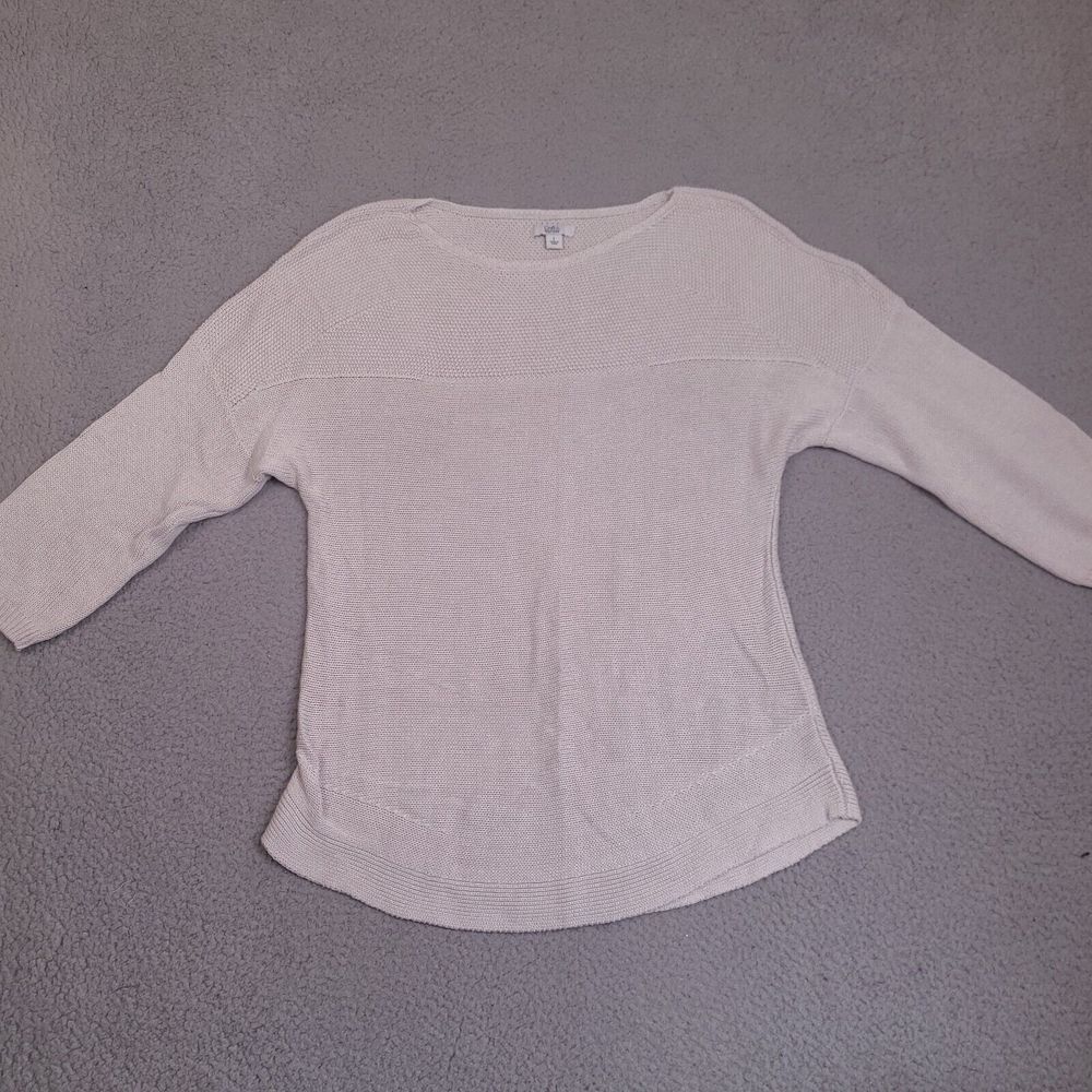 Croft & Barrow Sweater Womens Large Off White Knit 3/4‎ Sleeve